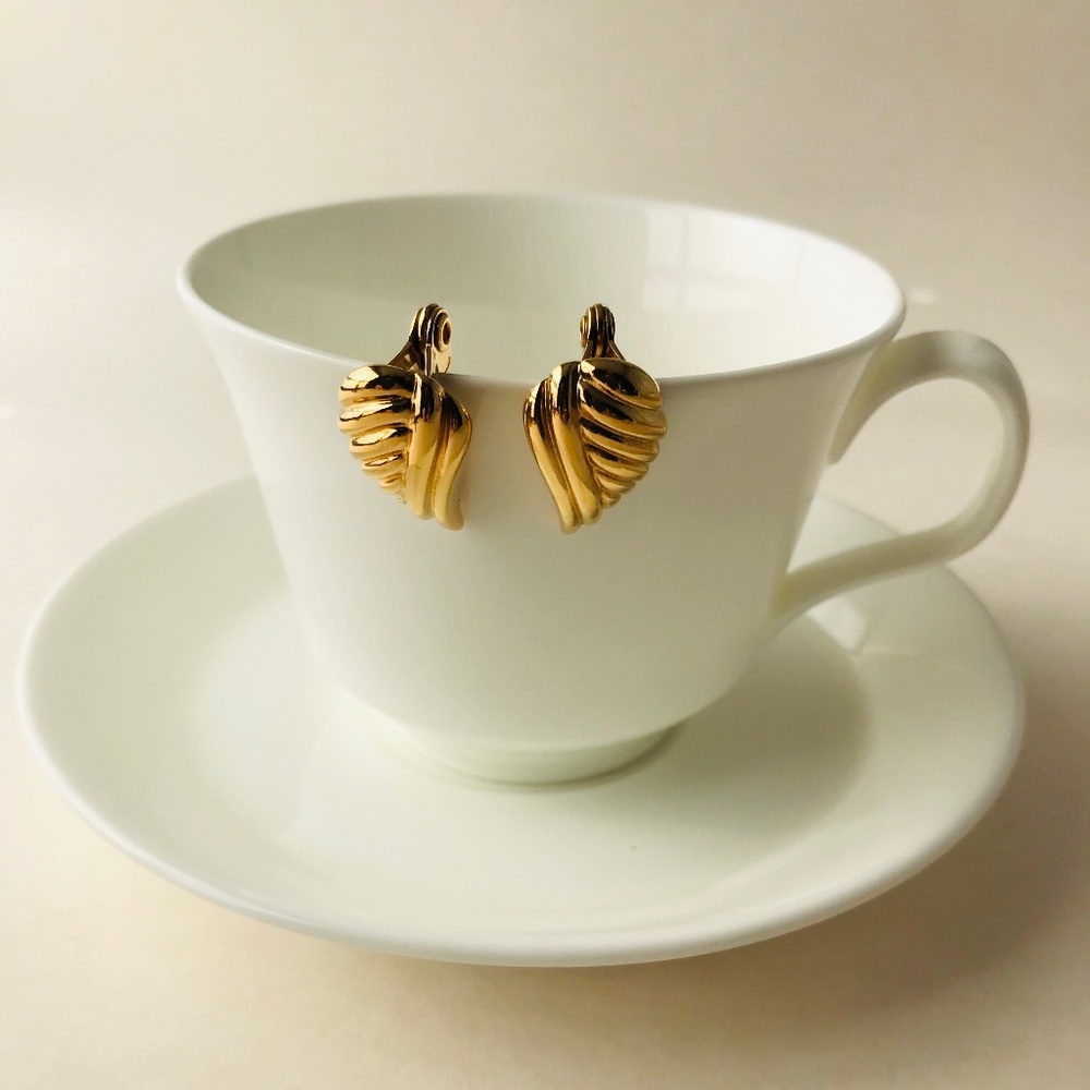 MONET Retro Gold Textured Leaf Clip On Earrings